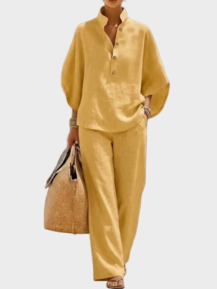 Muirenn | Cotton-Linen Set with Wide Trousers